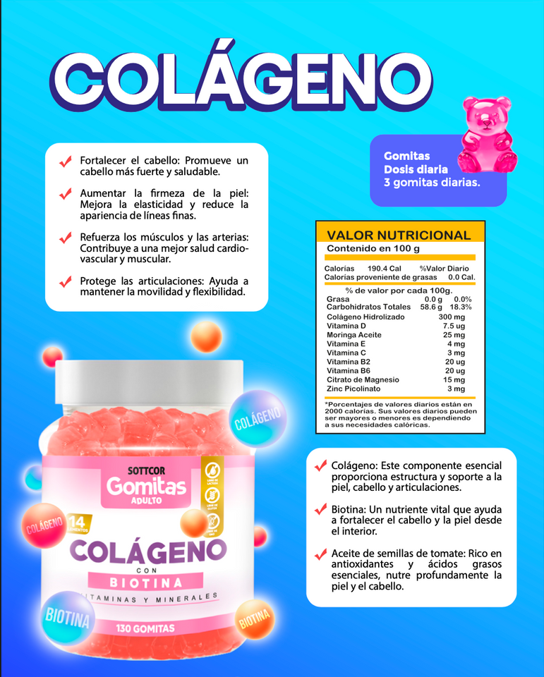 GOMITAS DE COLÁGENO CON BIOTINA